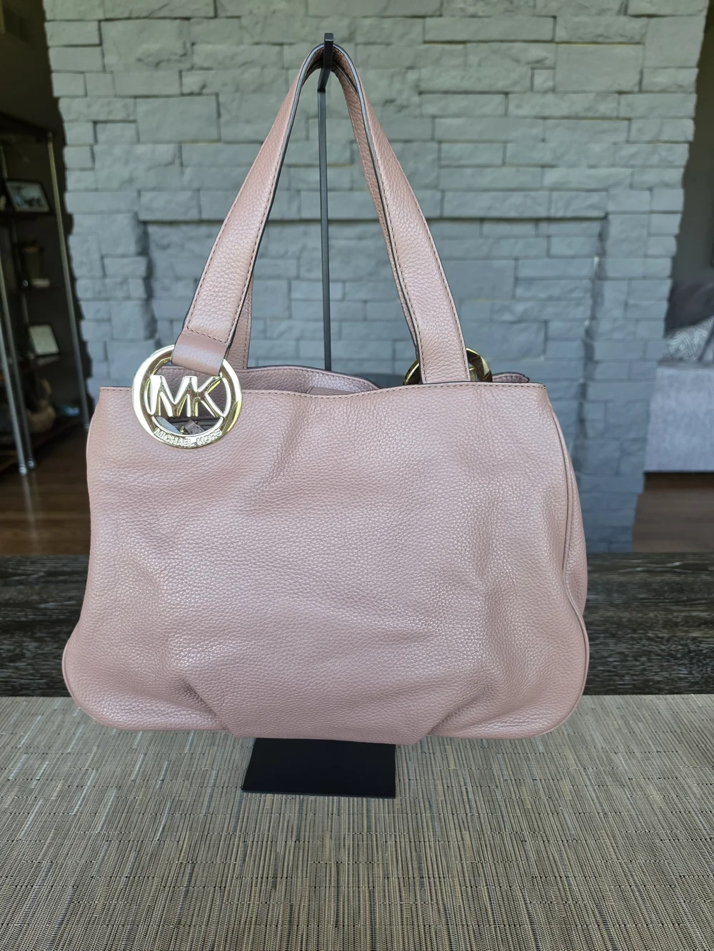 Michael Kors Blush Mauve Pebbled Leather Hobo Bag